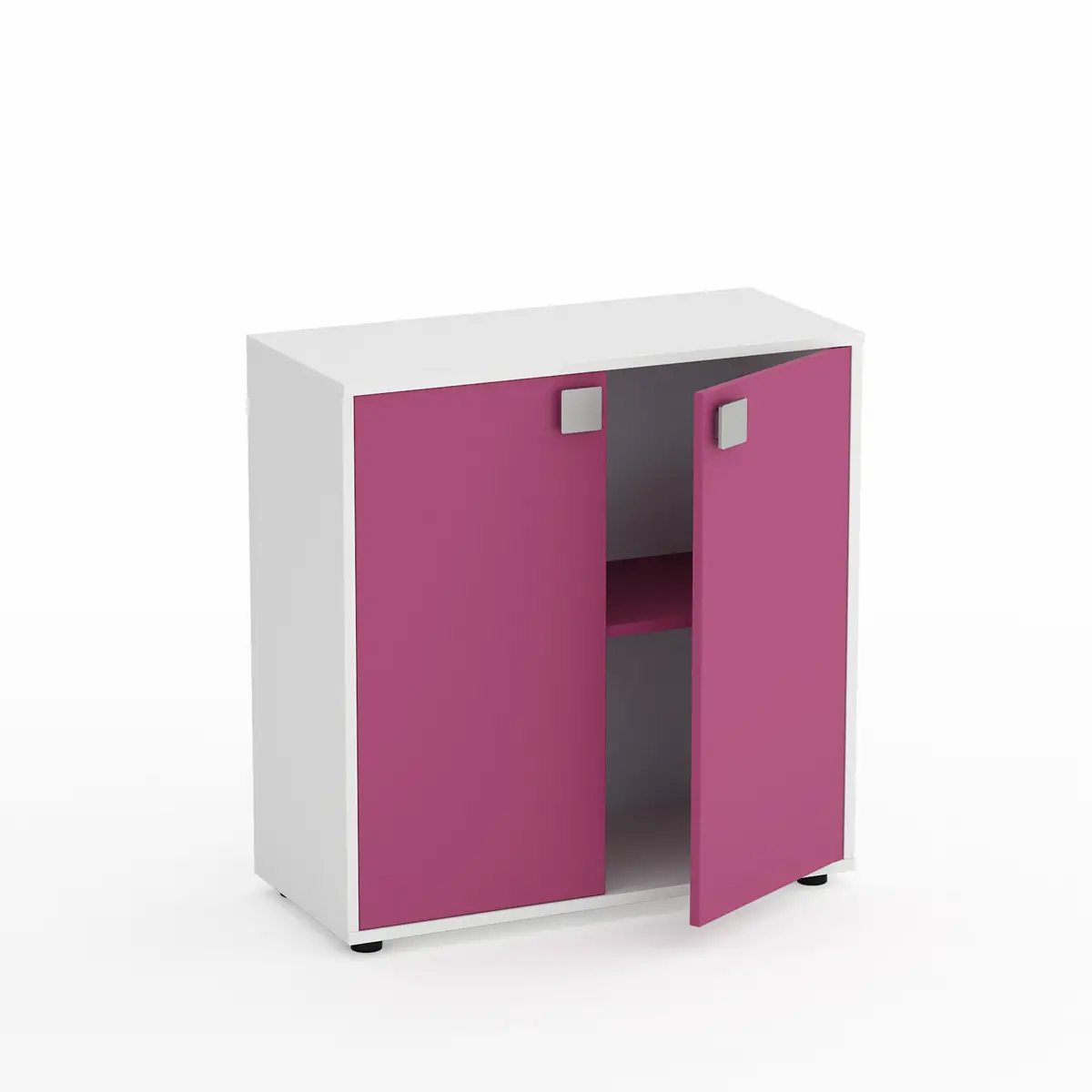 Mobile Scuola Kubò Bianco – 2 Ante H 90 cm e Ripiani Fucsia | Conforme CAM - Arredo scuola dell'obbligo