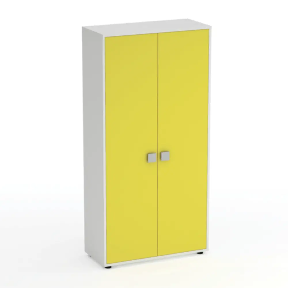 Mobile Scuola Kubò Bianco 2 Ante H 180 cm. Giallo - Conforme CAM - Arredo scuola dell'obbligo