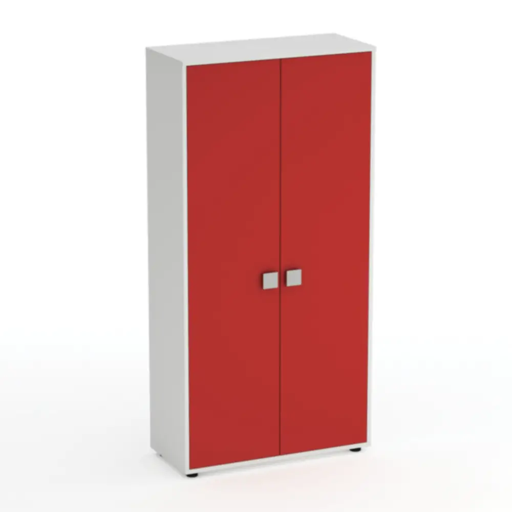 Mobile Scuola Kubò Bianco 2 Ante H 180 cm. Rosso - Conforme CAM - Arredo scuola dell'obbligo