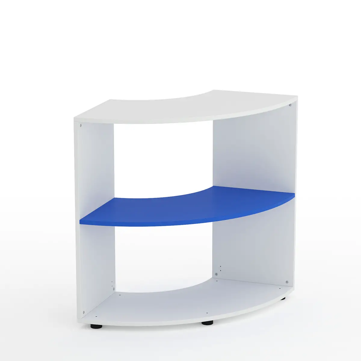 Mobile Scuola Kubò Bianco Curvo 90° H 90 cm – Ripiani Azzurri | Conforme CAM - Arredo scuola dell'obbligo