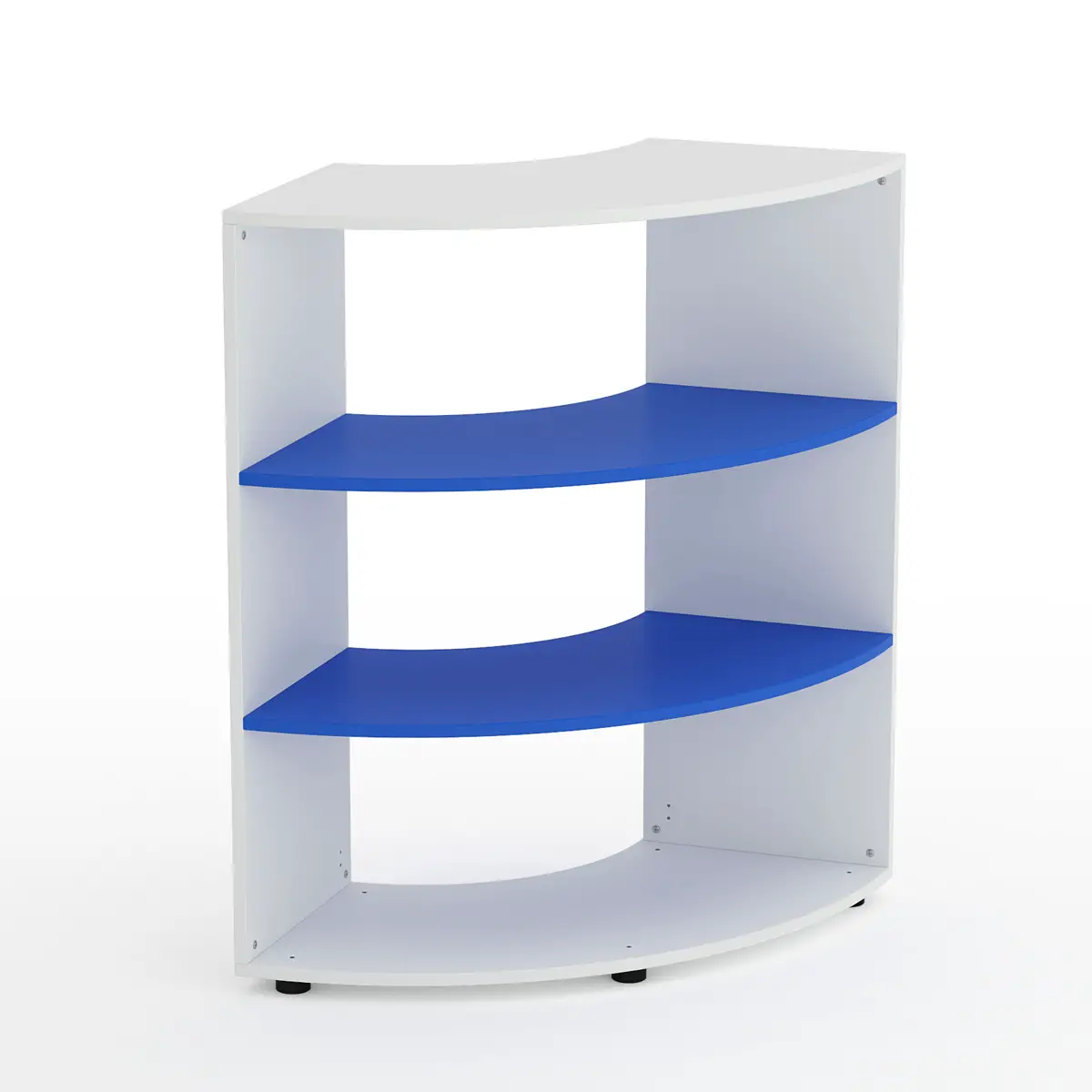Mobile Scuola Kubò Bianco Curvo 90° H 110 cm – Ripiani Azzurri | Conforme CAM - Arredo scuola dell'obbligo