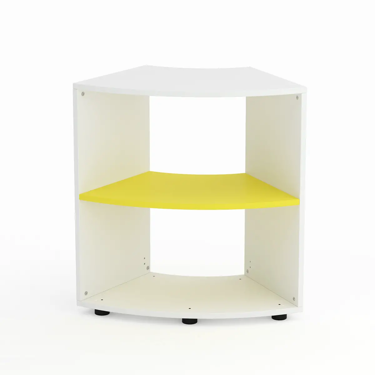 Mobile Scuola Kubò Bianco Curvo 60 Gradi H 75 cm. Ripiani Giallo - Conforme CAM - Arredo scuola dell'obbligo