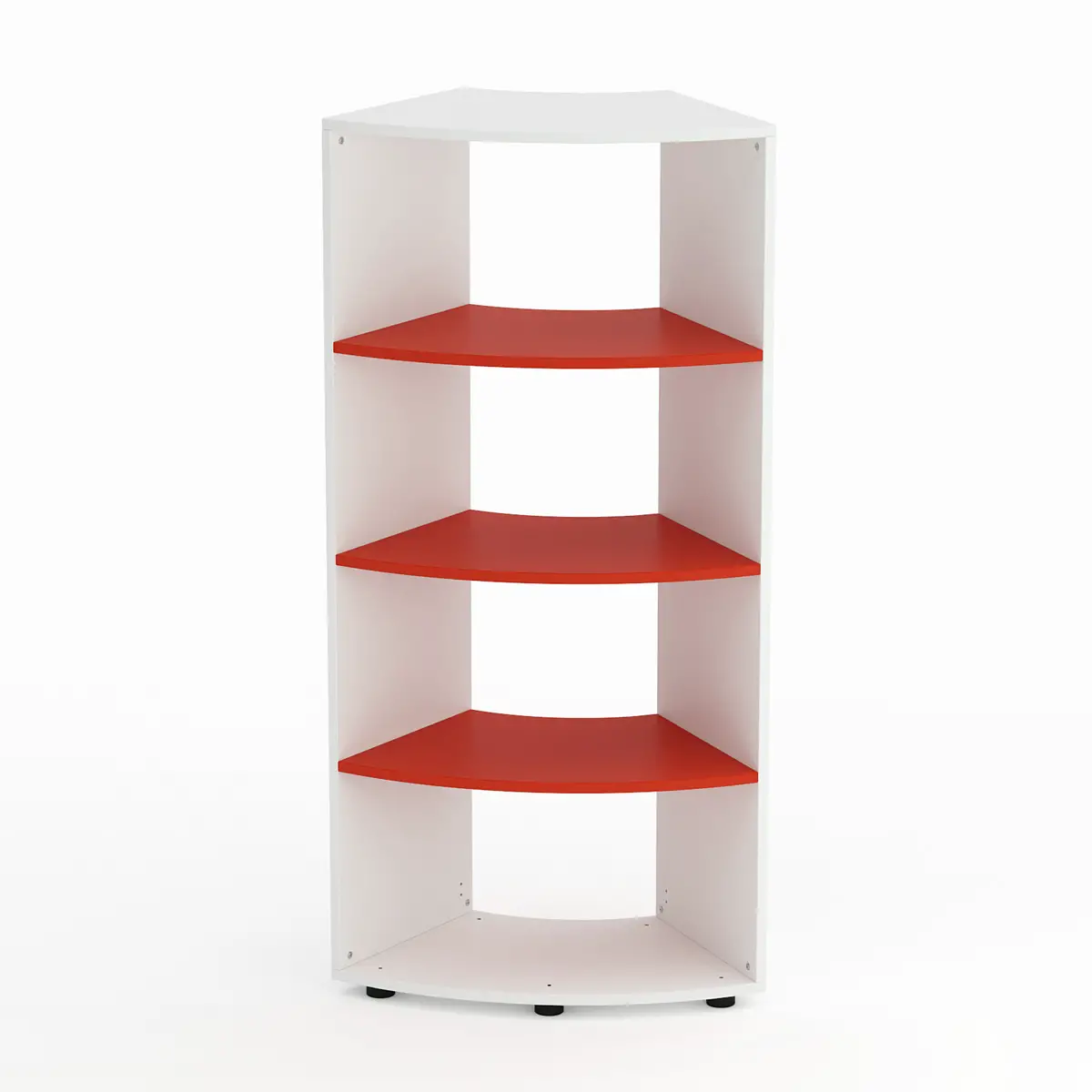 Mobile Scuola Kubò Bianco Curvo 60 Gradi H 150 cm. Ripiani Rosso - Conforme CAM - Arredo scuola dell'obbligo