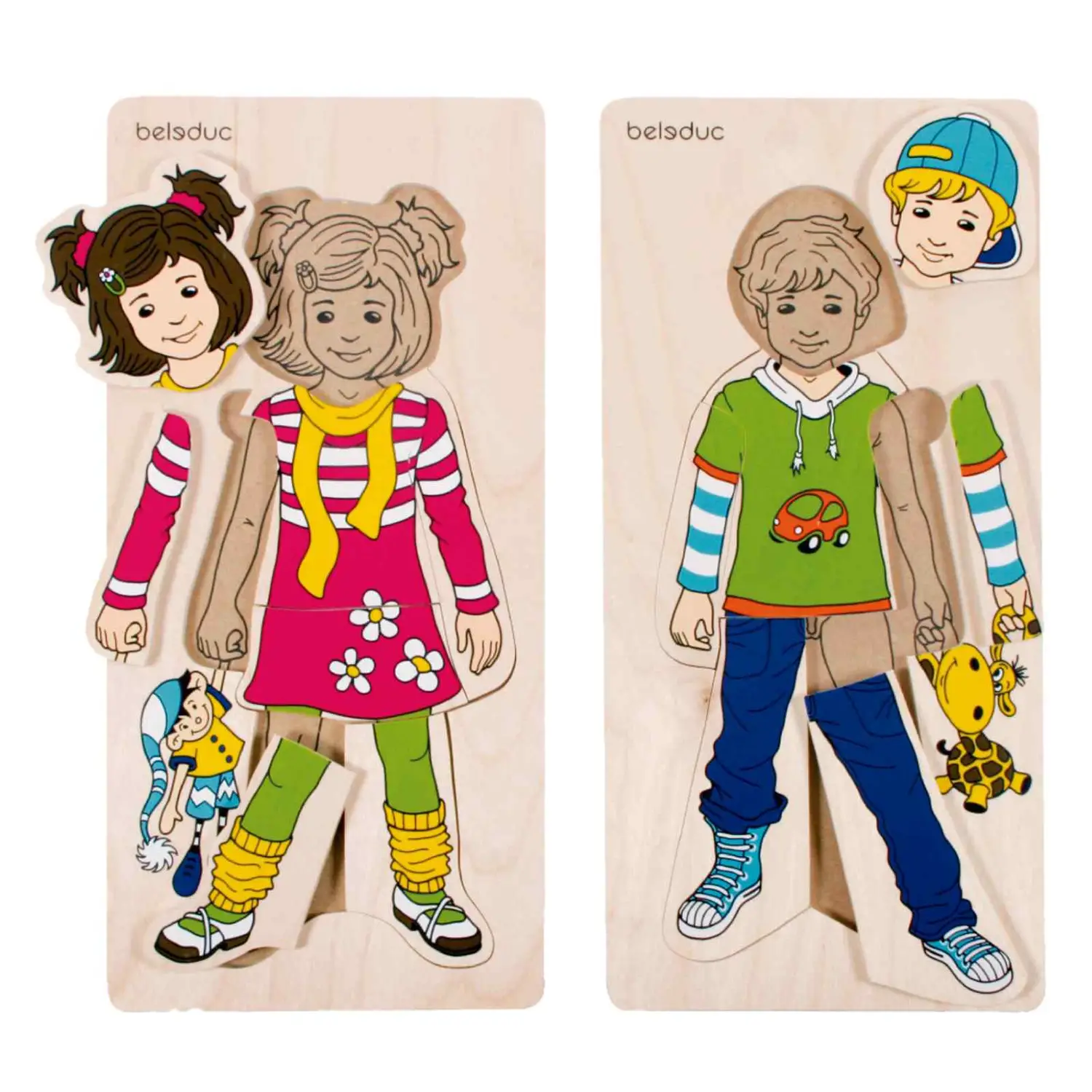 Puzzle Vesti Bimbi Maschietto e Femminuccia – 14x29 cm - Incastri e puzzle in legno
