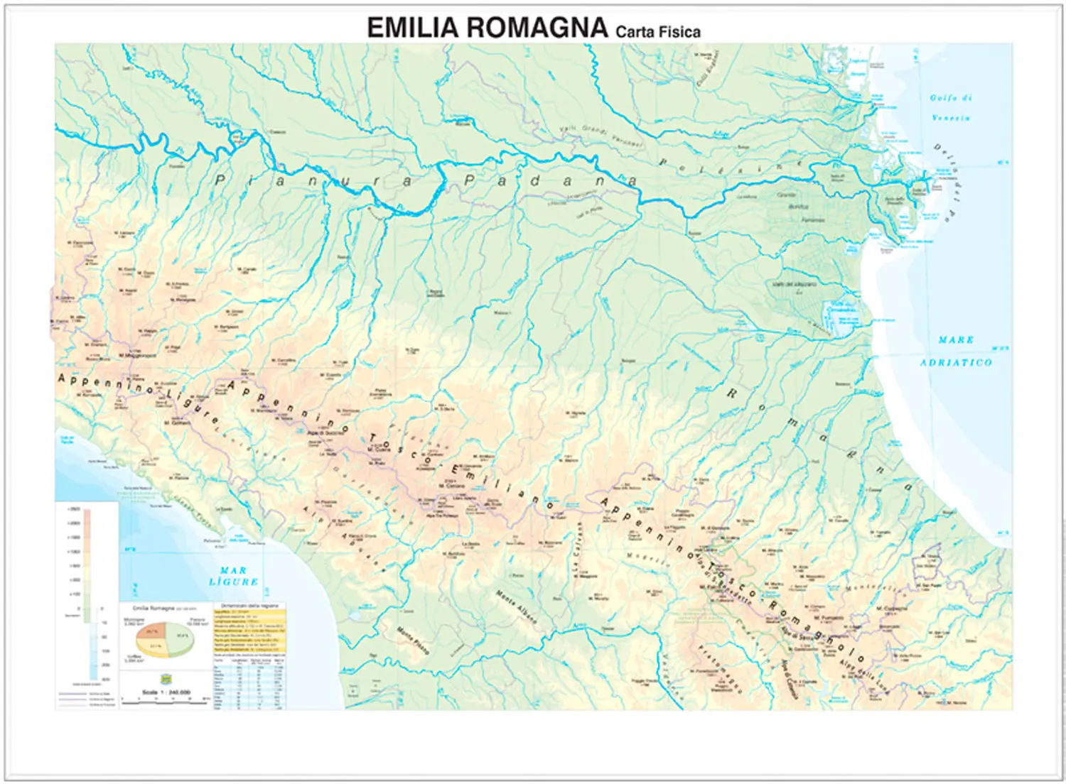Carta Geografica Emilia Romagna – Cartina Regionale Fisica e Politica - Geografia e scienze naturali