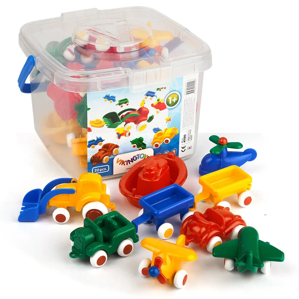 Veicoli Pubblici Viking Secchiello 20 Pezzi – Set Veicoli Giocattolo per Bambini - Veicoli, garage e piste