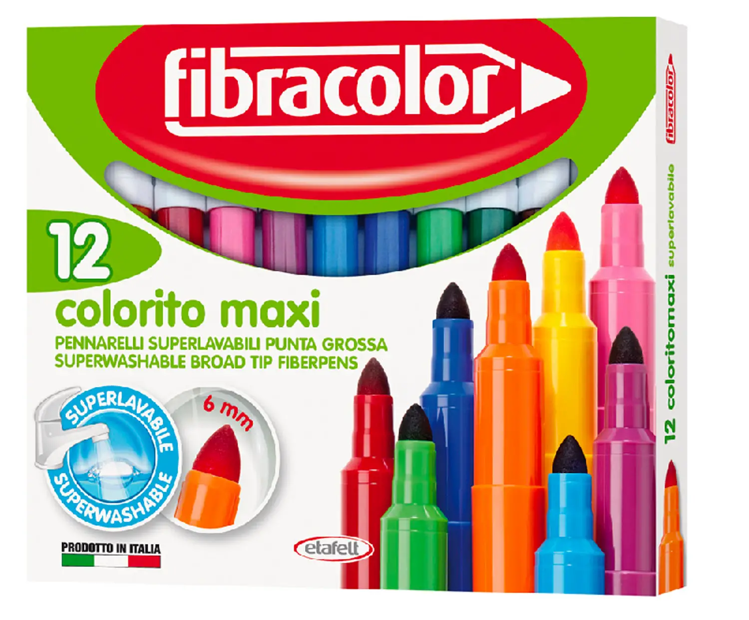 Fibracolor Colorito Maxi Pennarelli – Astuccio 12 Pennarelli - Rosso - Pennarelli