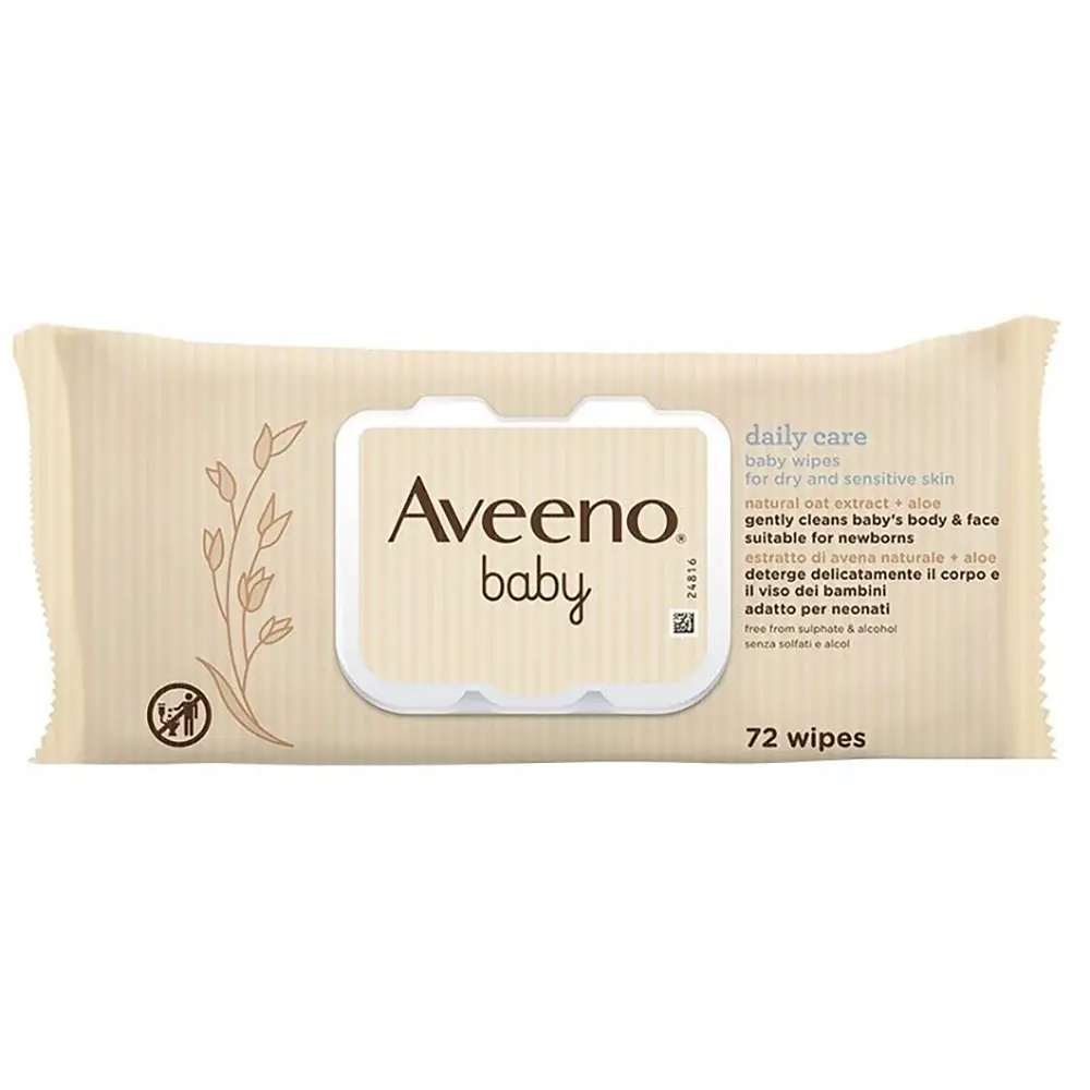 Aveeno Baby Salviettine per Bambini, Confezione da 72 Pezzi - cosmesi e igiene