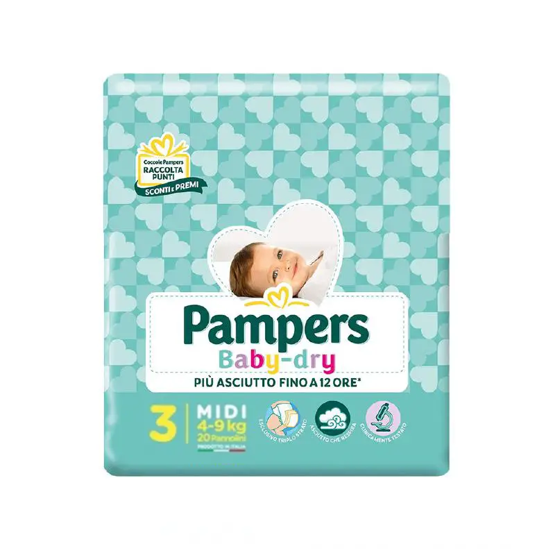 Pannolini Pampers Baby Dry Flash - Taglia 3 - 4-9 Kg - 20 Pezzi BabyDry - pannolini e salviettine
