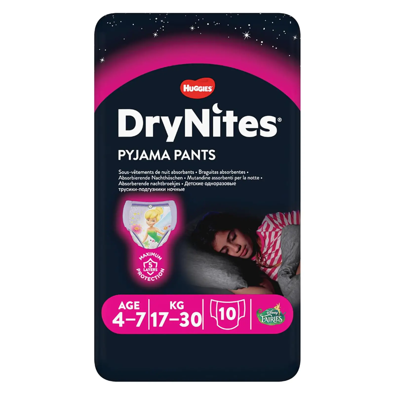 Mutandine Drynites 4-7A Girl 17-30 Kg 10 Pezzi - pannolini e salviettine