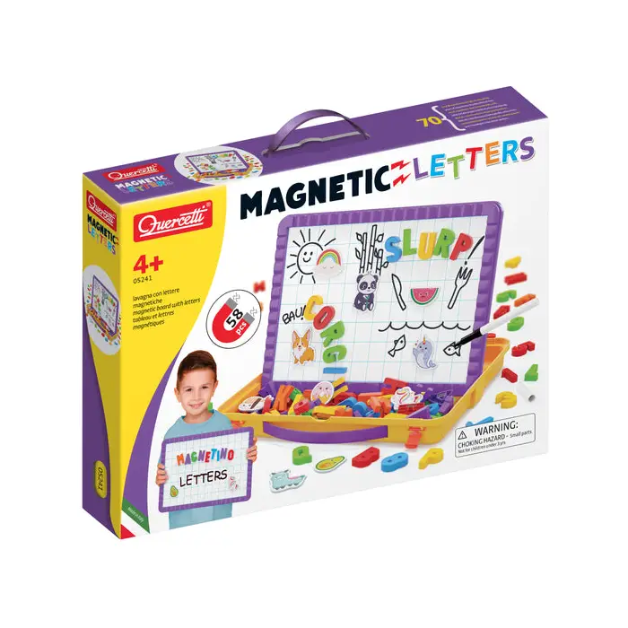 Quercetti Magnetino Carry-On Lettere Maiuscole - Gioco Magnetico - lavagne banchi scuola