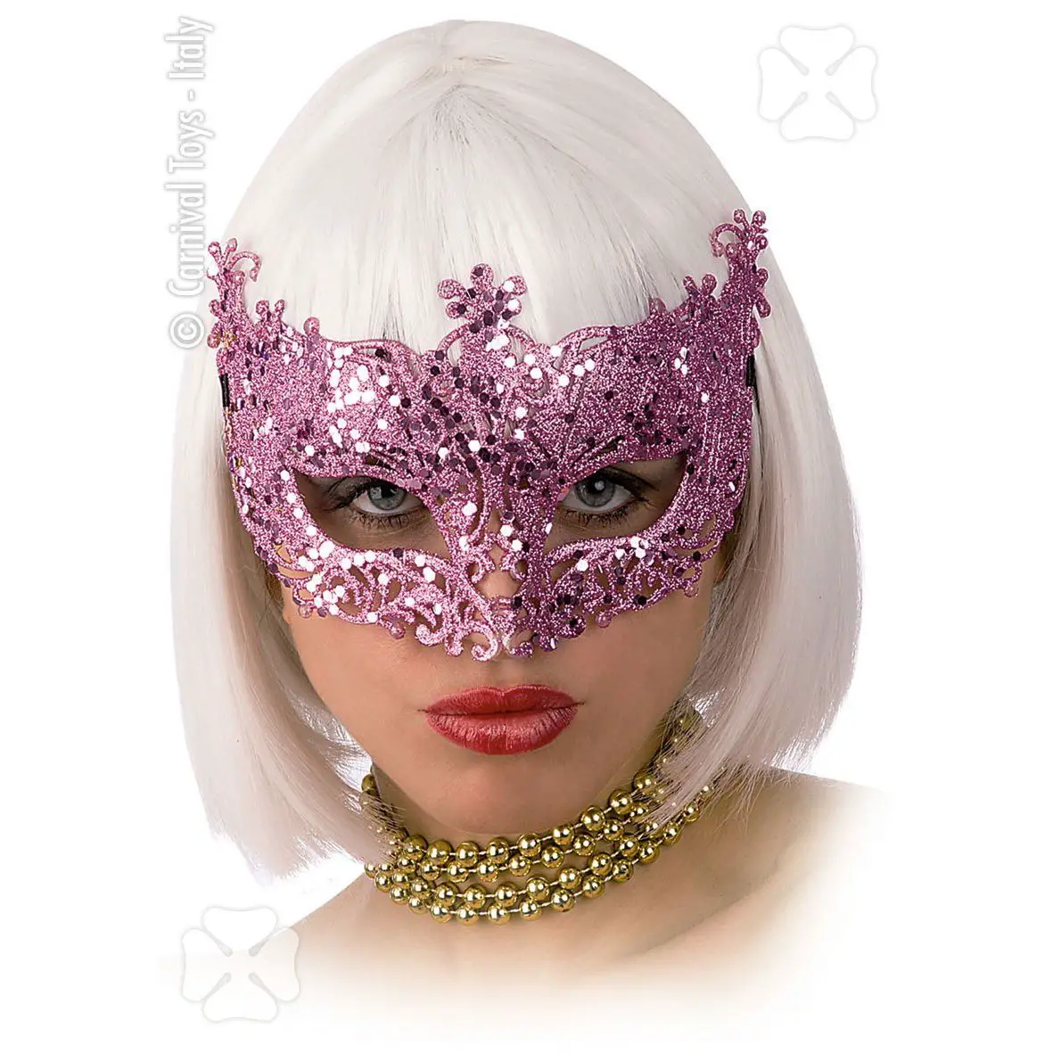 Maschera con Glitter Rosa in Pvc - accessori