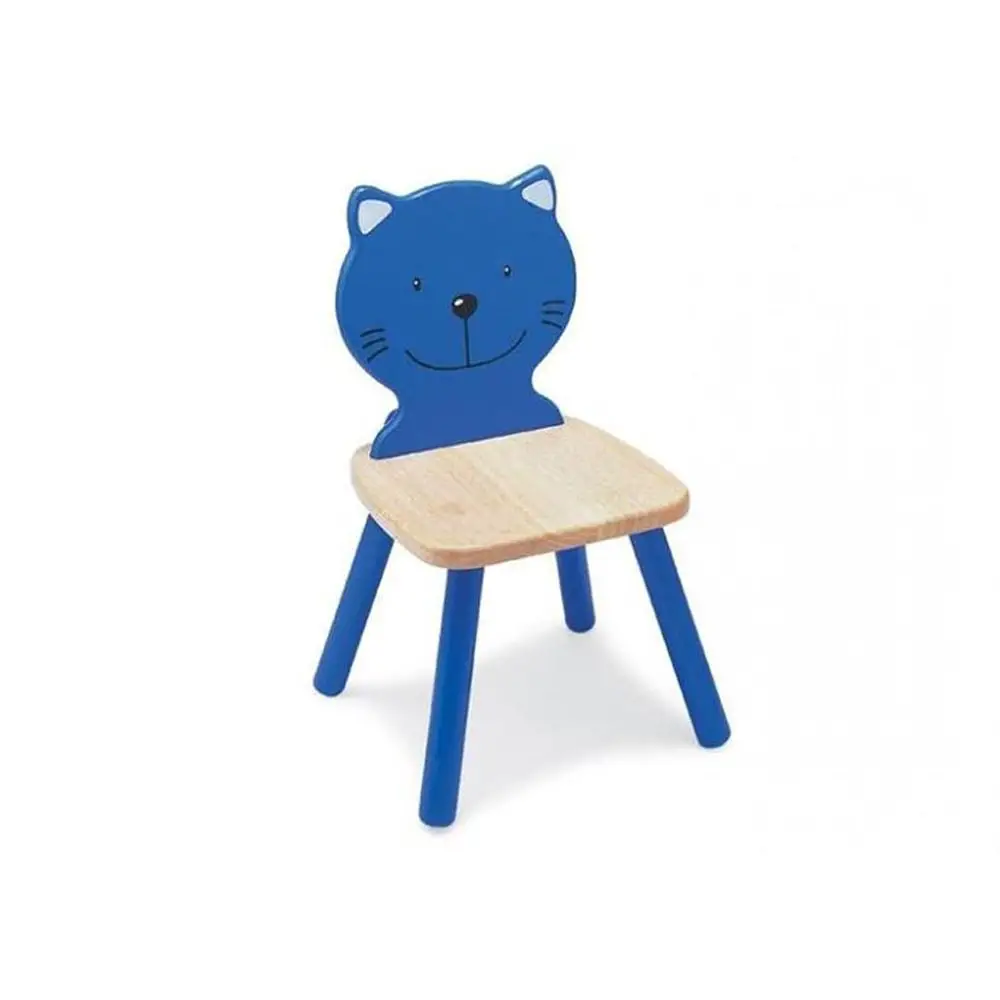 Sedia Gatto Blu per Bambini – Sediolina in Legno, Seduta H 26,5 cm - Sedie in legno