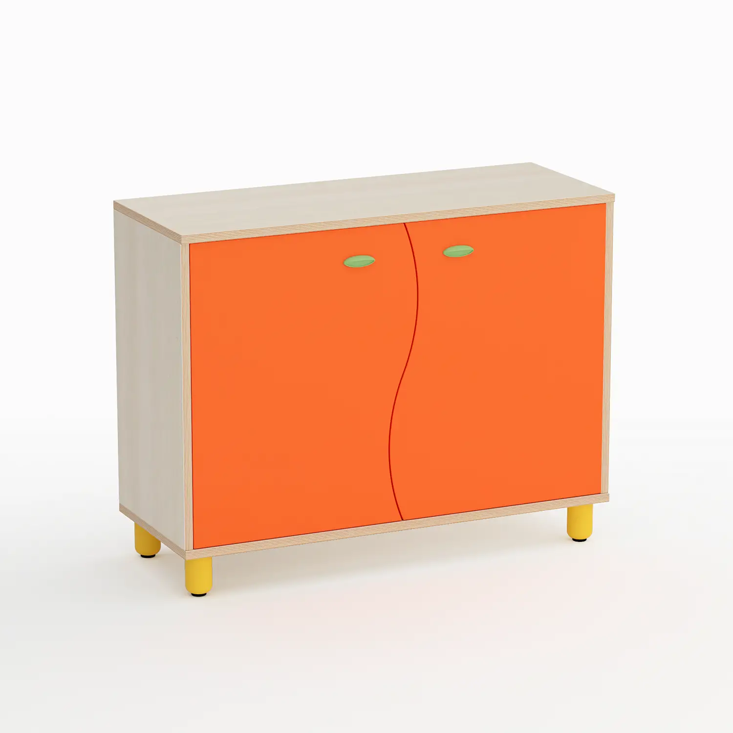 Mobile Scuola Infanzia Onda a 2 Ante Altezza 80 cm. Arancio - Conforme CAM - Arredo Nido e Infanzia