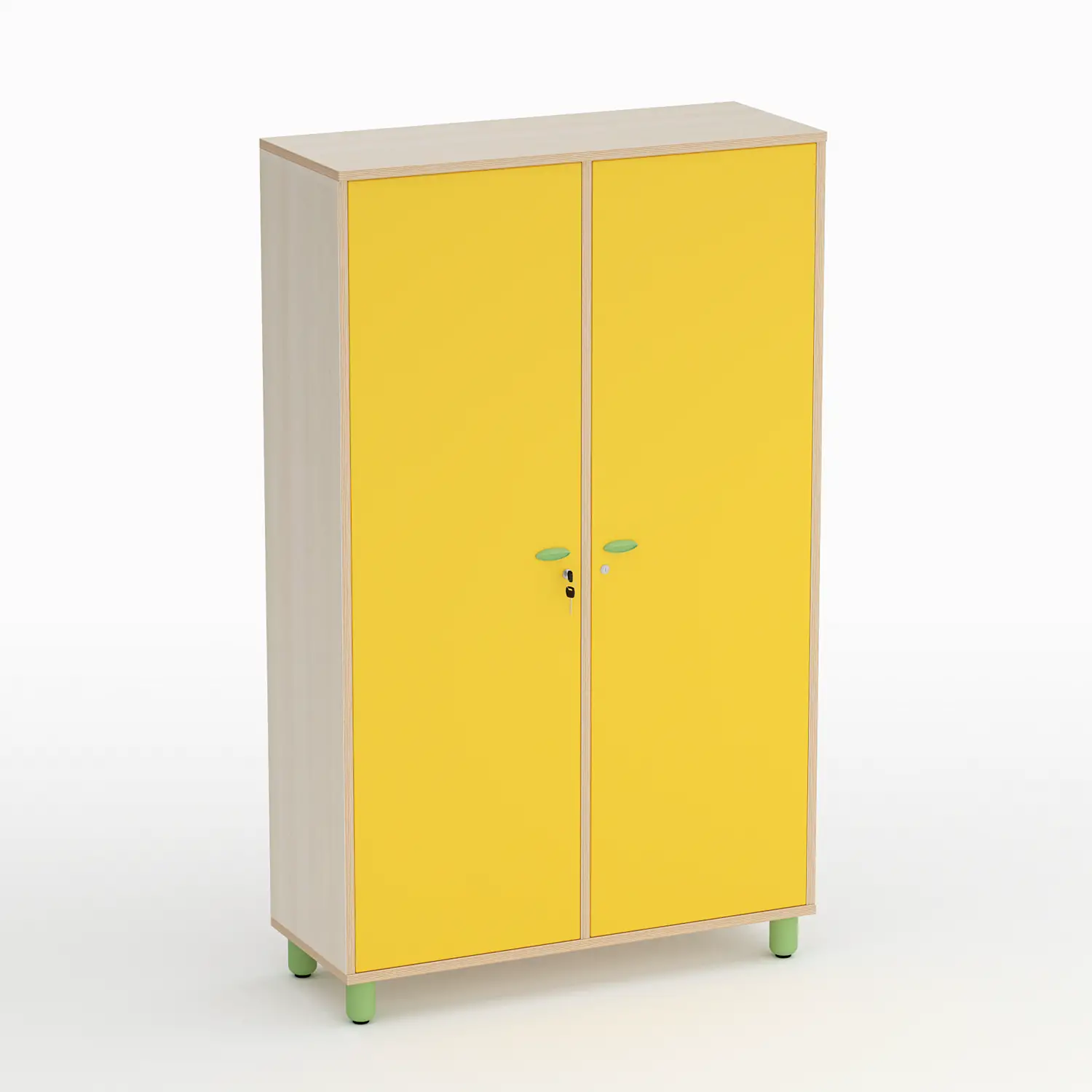 Mobile Scuola Infanzia Onda a 2 Ante Altezza 174 cm. Giallo - Conforme CAM - Arredo Nido e Infanzia