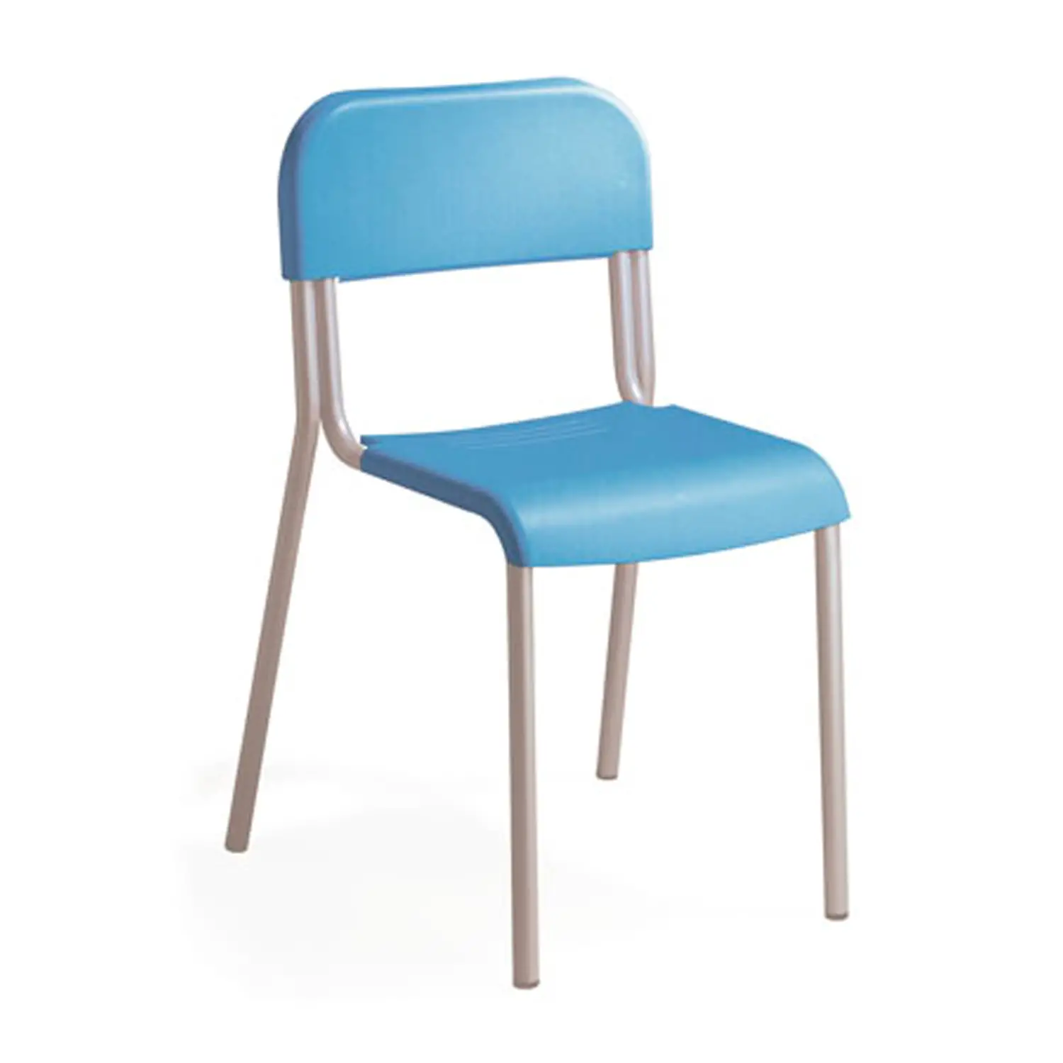 Sedia Impilabile Sara, Struttura Grigia, Seduta H 38 Cm. Azzurro Per Ambienti Scolastici - Sedie in plastica