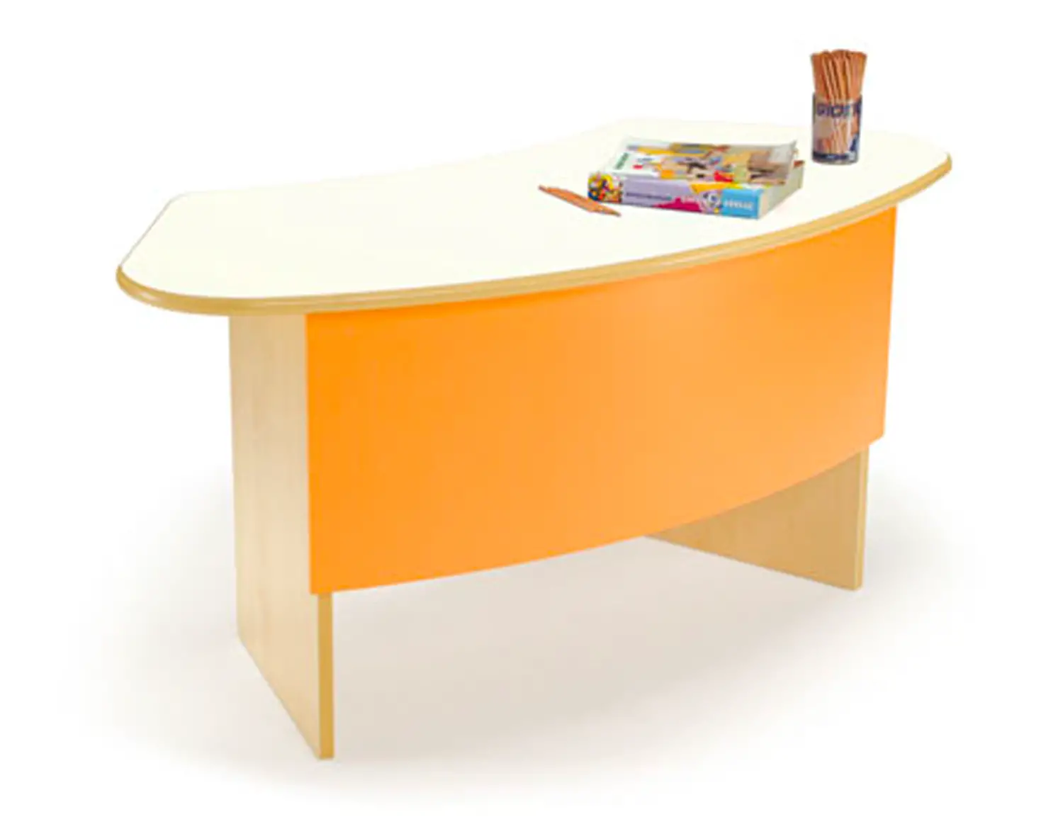 Cattedra Scuola Onda con Paratia Curva e Piano Magnolia - Cattedre e tavoli lavoro