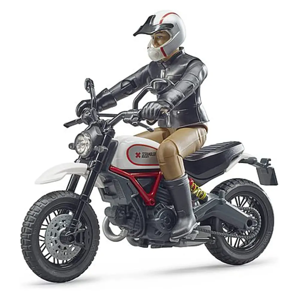 Bruder 63051 Moto Ducati Scrambler Desert Sled con Personaggio - modellini