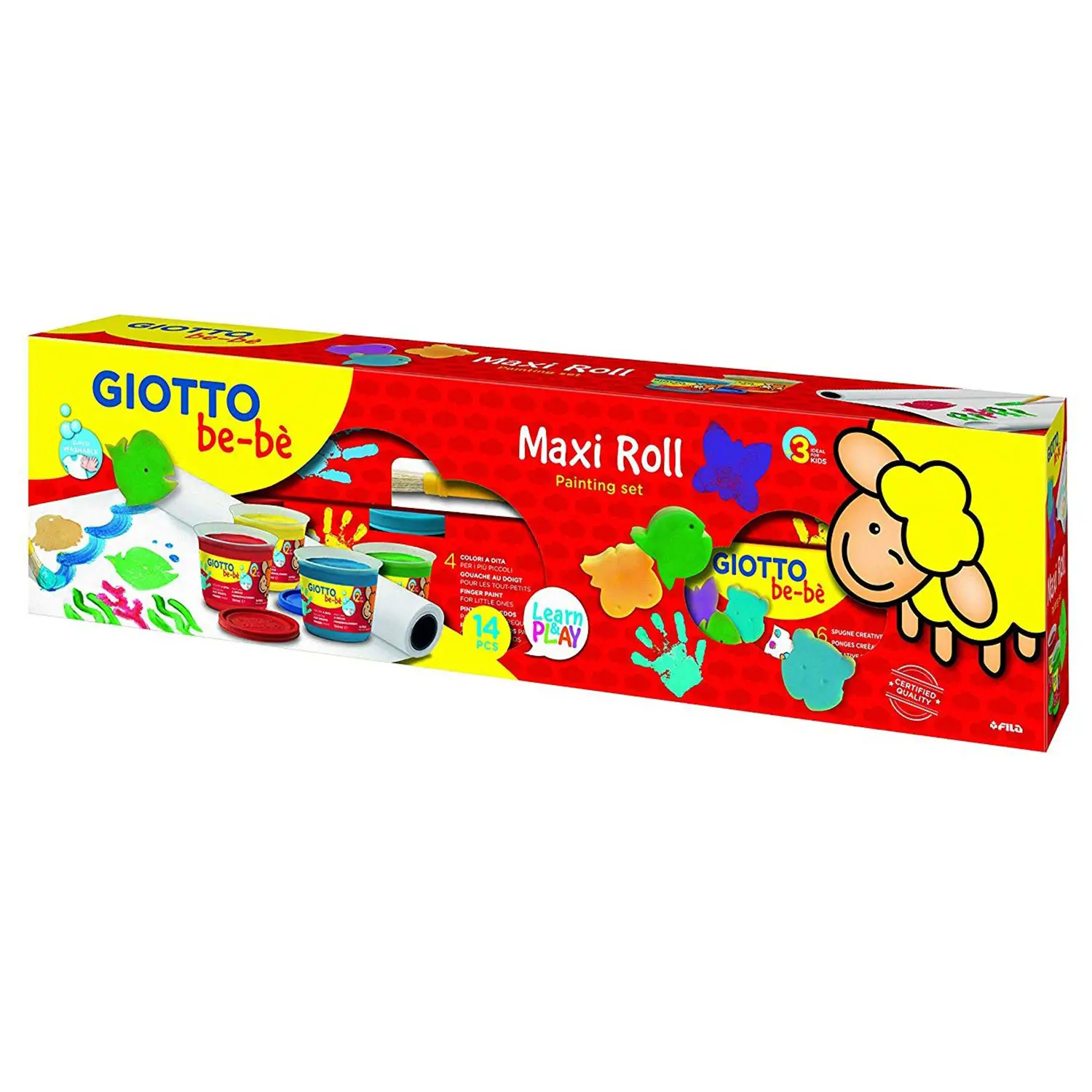 Giotto Bè-bè Maxi Roll Painting Set – Kit Pittura per Bambini con Colori a Dita - Tempere