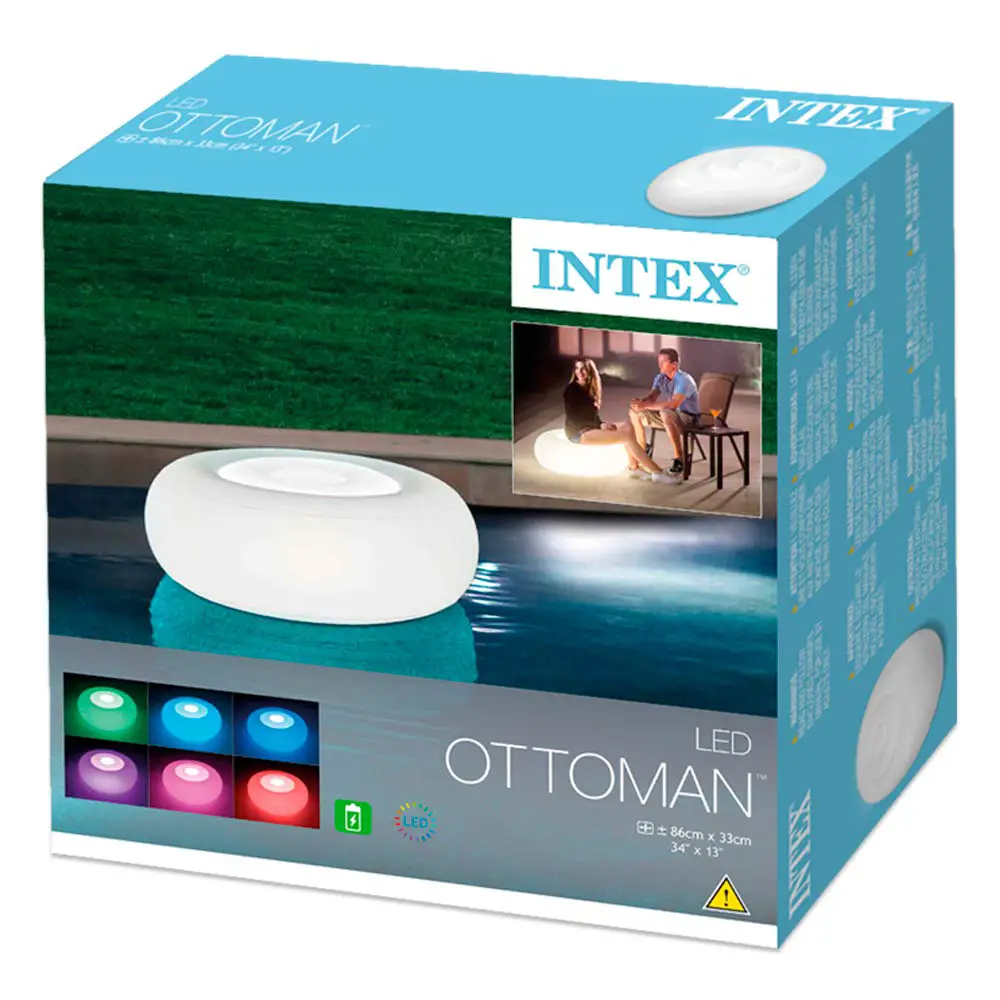 Intex Pouf Poggia Piedi Luminoso - Cm 86x33 – Con LED Multicolore - estivo mare