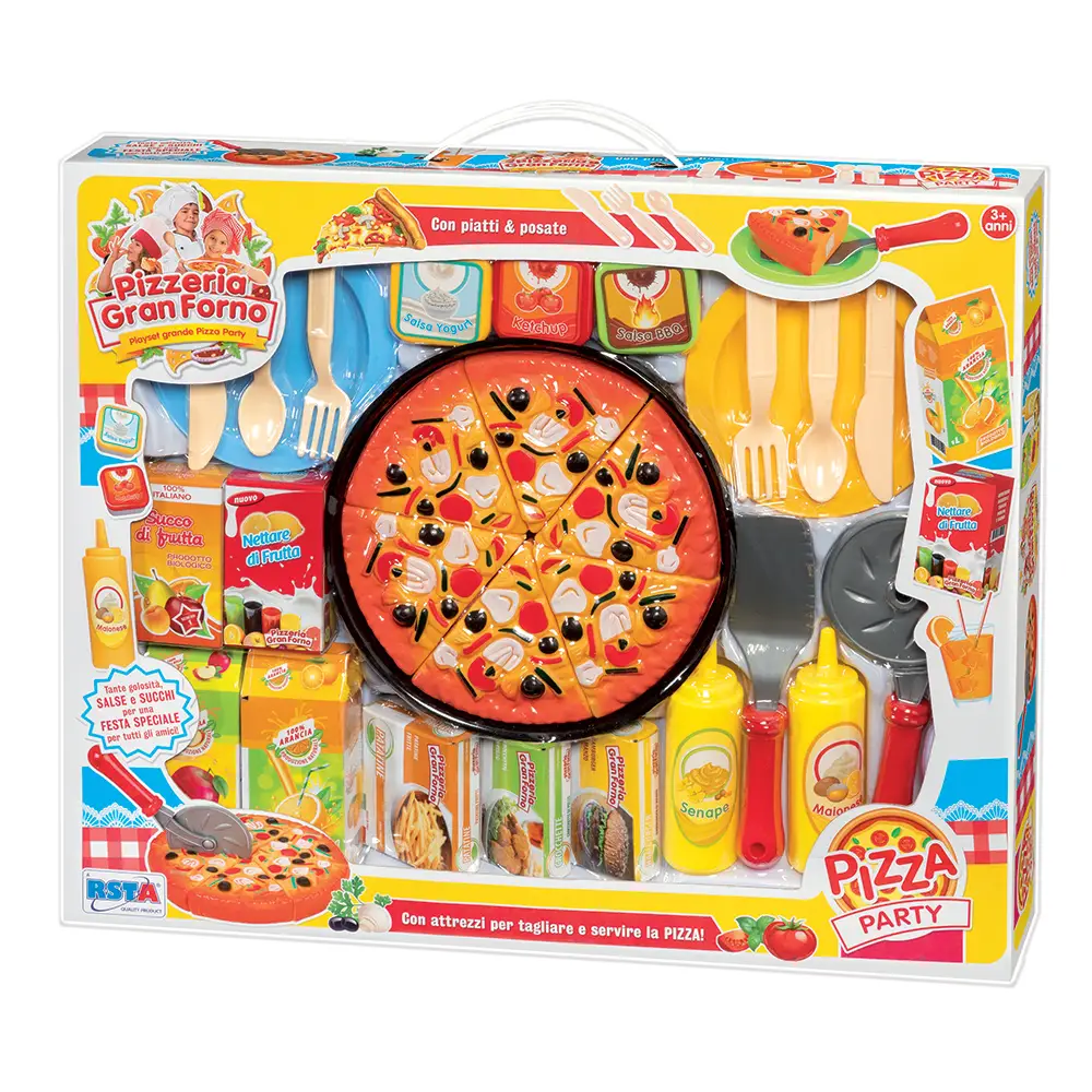 Playset Pizza Pizzeria Gran Forno - Alimenti, mercatini, stoviglie