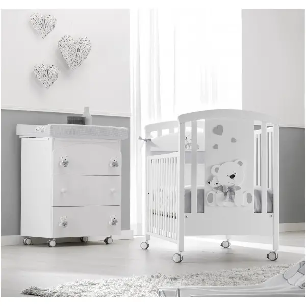 Tato Bagnetto Fasciatoio Erbesi Bianco e Grigio – 3 Cassetti, Vaschetta e Ruote con Freno - Zona cambio e bagno