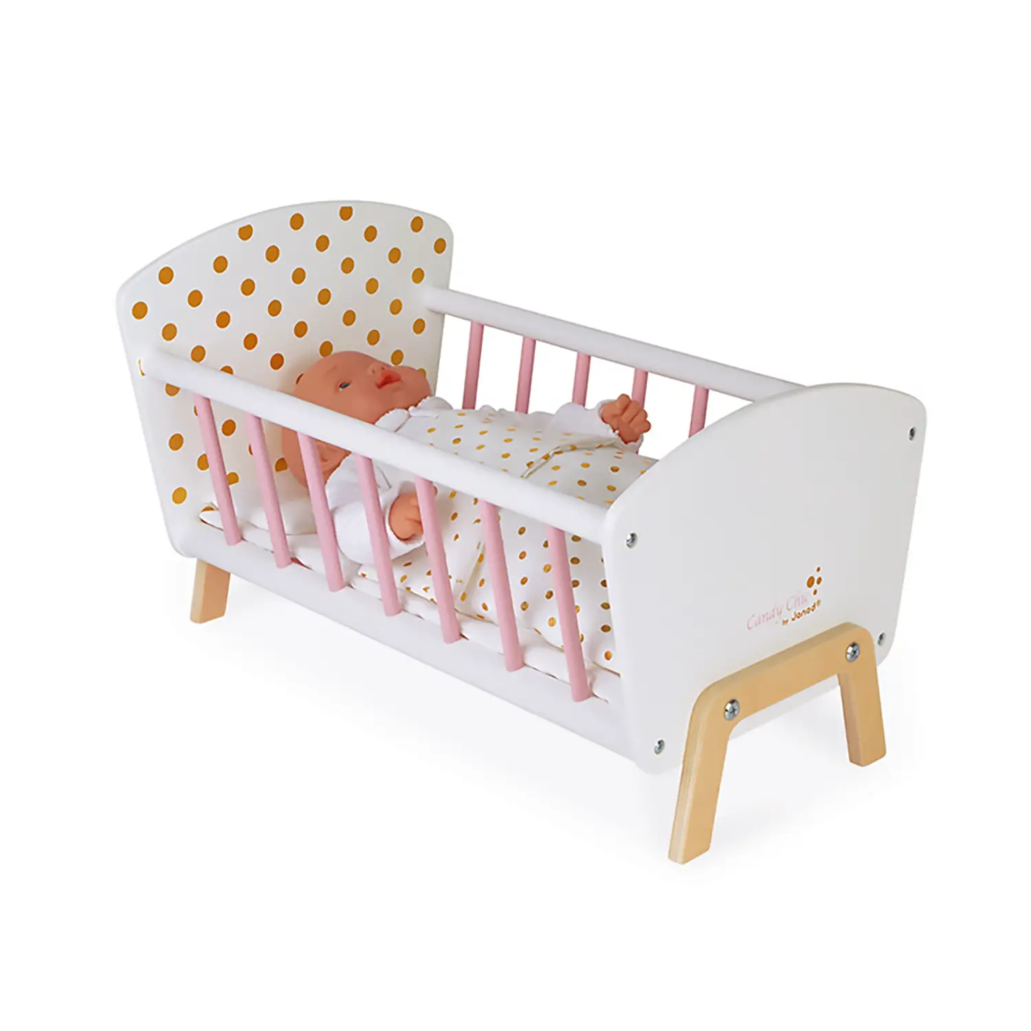 Janod Candy Chic Letto in Legno per Bambole fino a 42 cm - Primi giochi