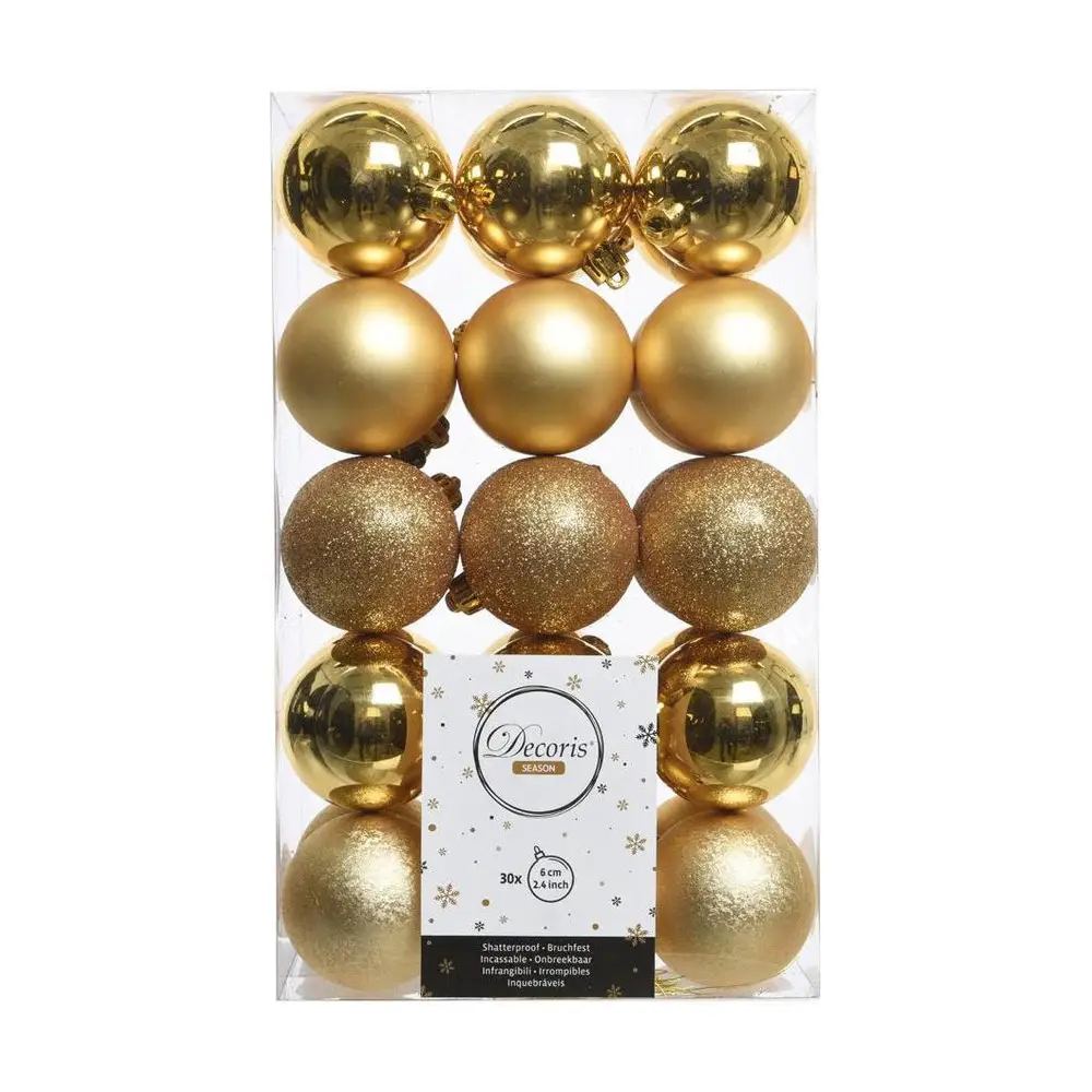 Box 30 Sfere di Natale - Diametro 6 cm - Oro - addobbi albero