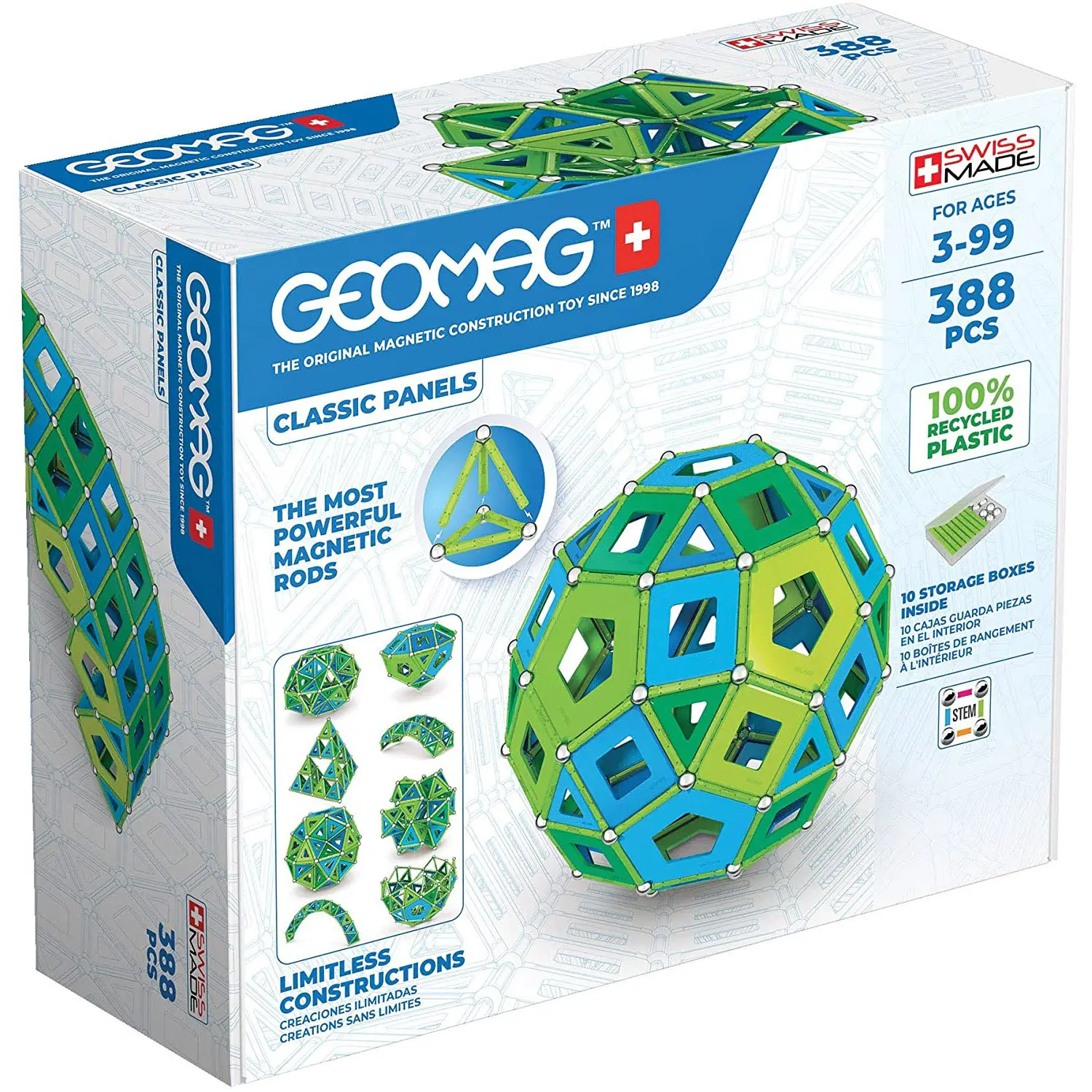 Geomag Classic Panels Masterbox Green Line Cold 388 Pezzi - Costruzioni tecniche