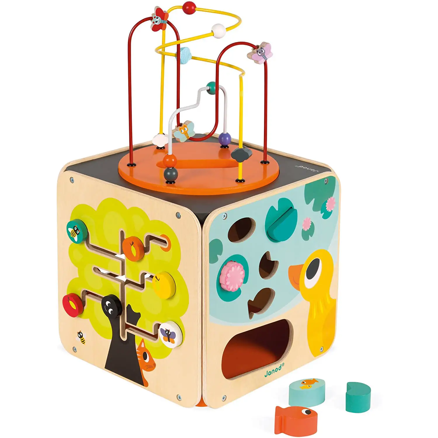 Janod Maxi Cubo Multiattività in Legno con Looping per Bambini - Primi giochi