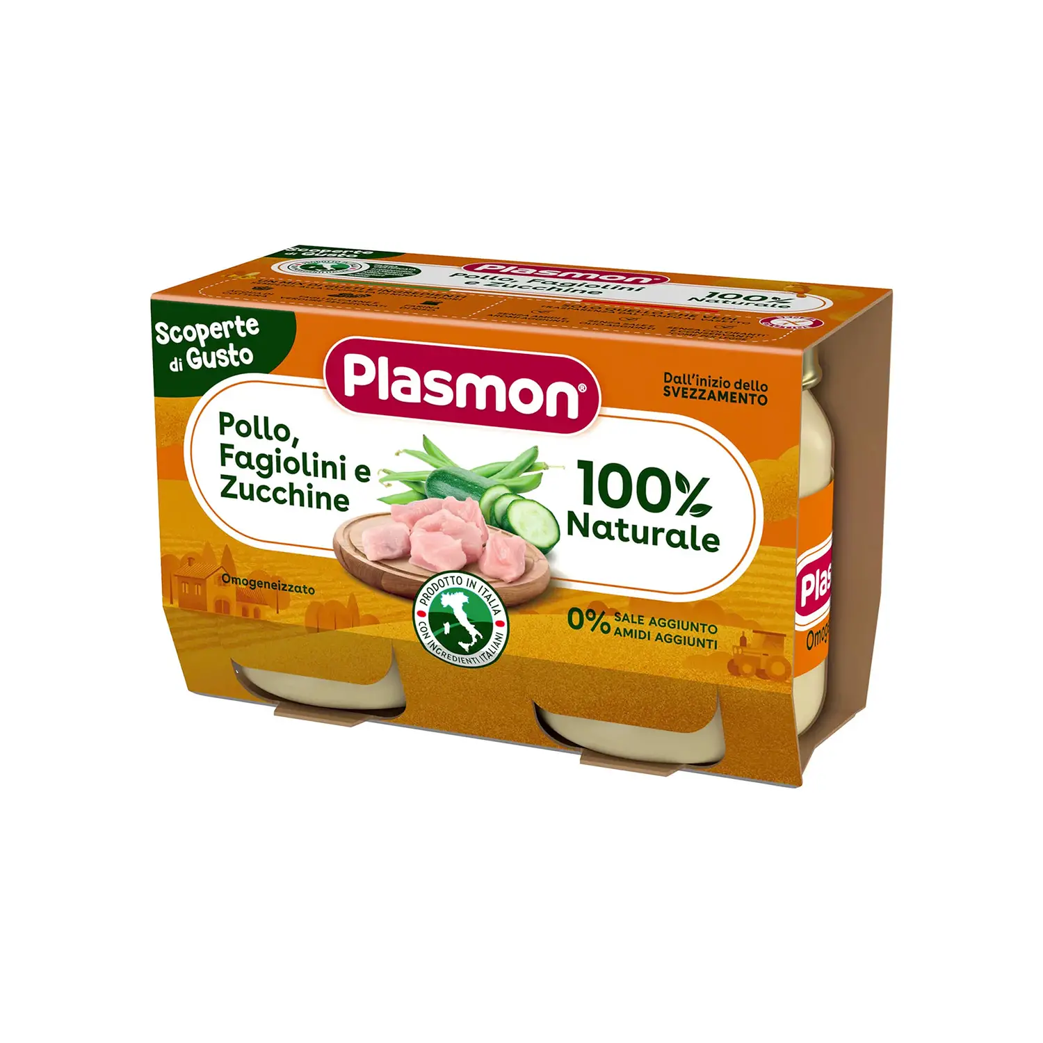 Omogeneizzato Plasmon gr. 120x2 Pollo Fagiolini Zucchine - omogeneizzati