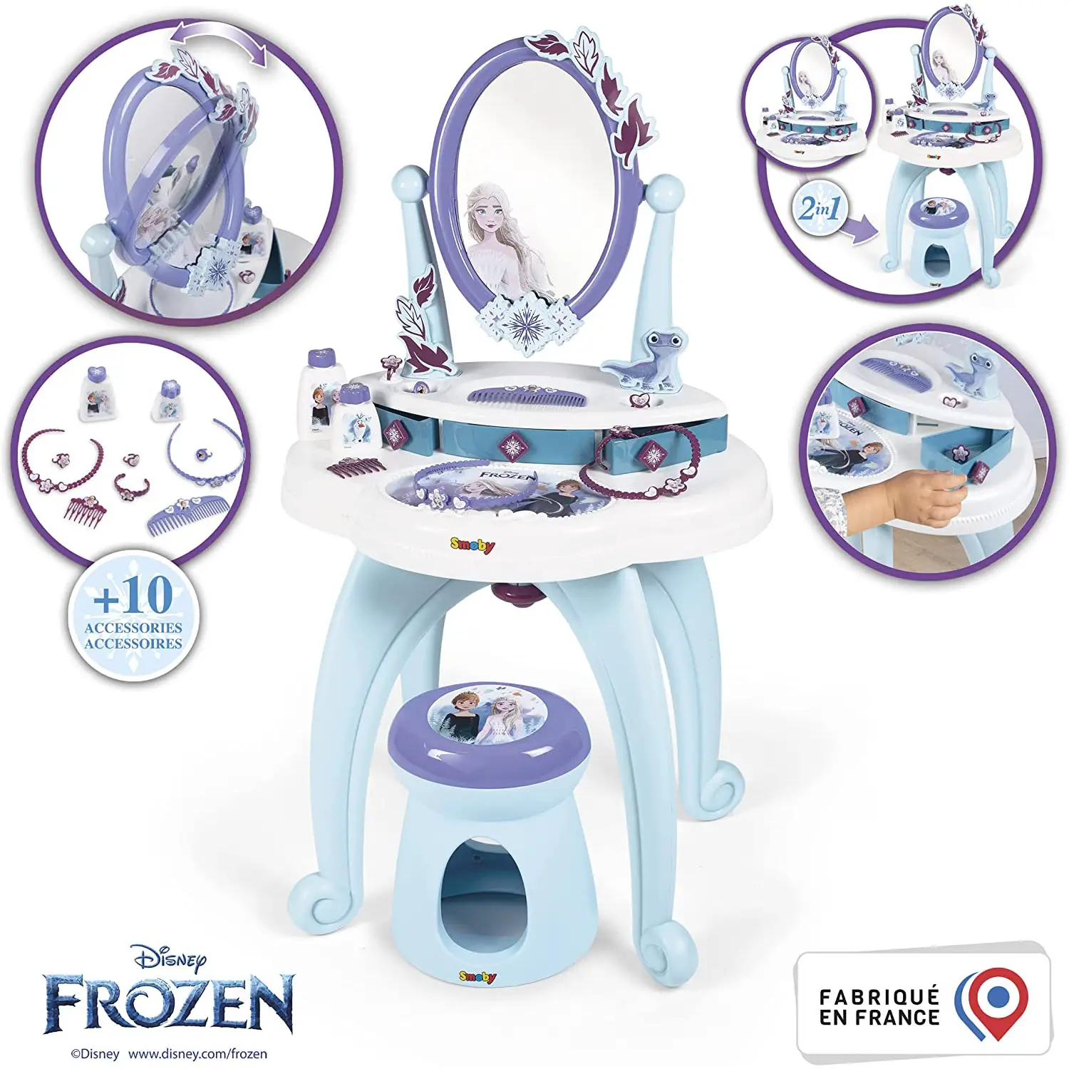 Smoby Disney Frozen Specchiera 2 in 1 con Sgabello per Bambini - bellezza e accessori