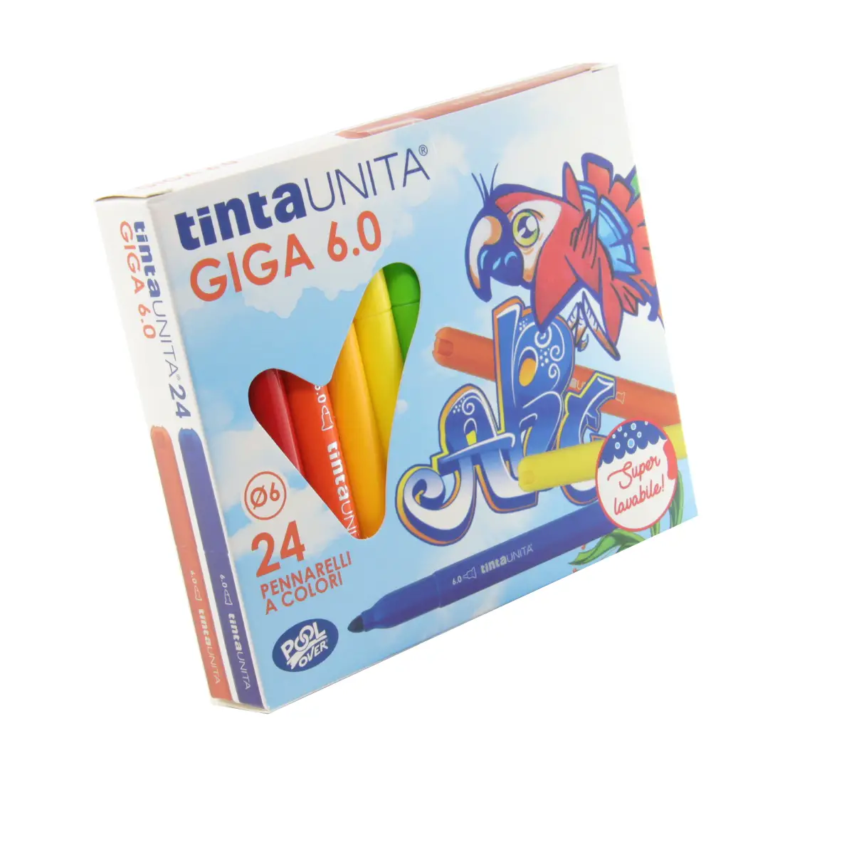 Pennarelli Tinta Unita Giga 6.0 - Punta Jumbo 6 mm - Set 24 Colori - Pennarelli