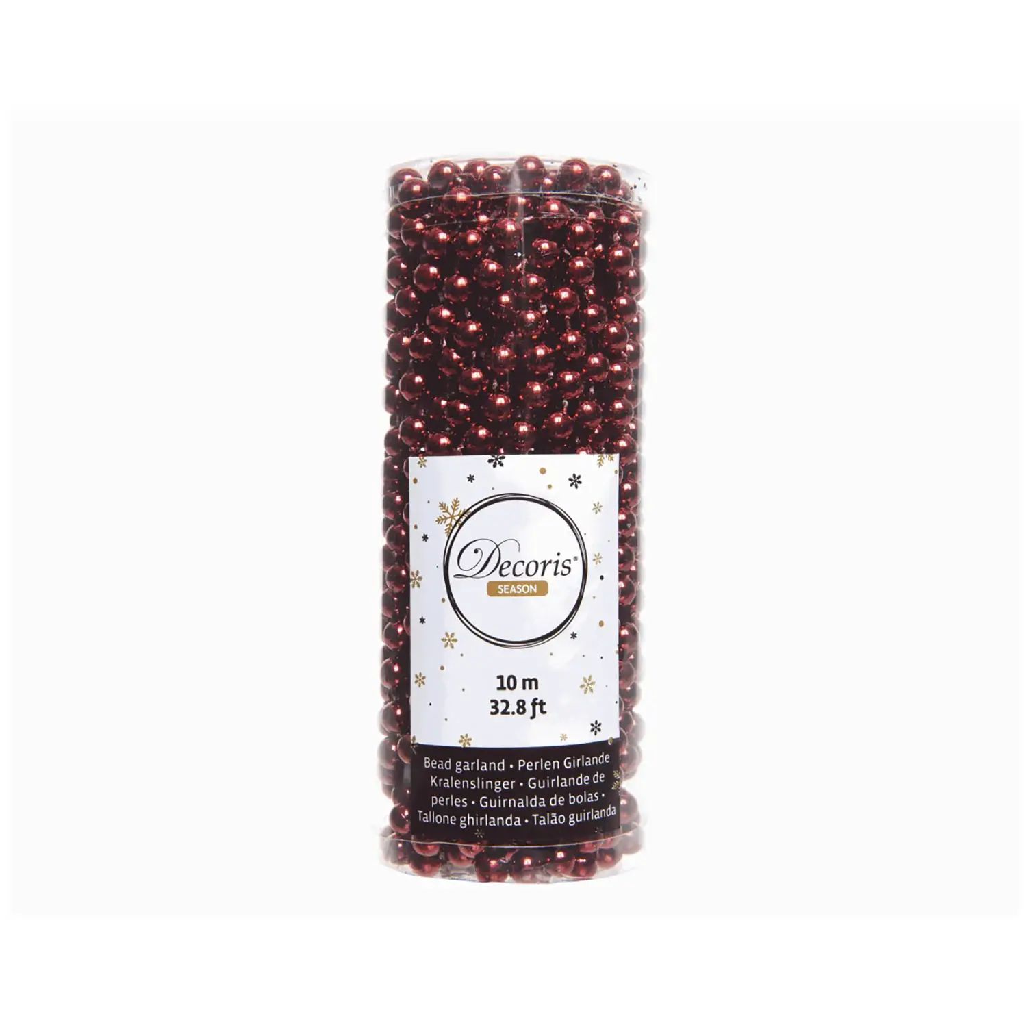 Ghirlanda natalizia di Perline in Plastica Lucida - 10 Metri - Oxblood - addobbi albero
