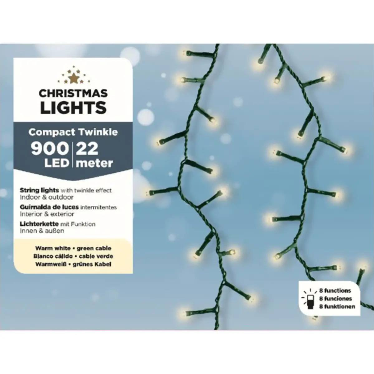Luci di Natale Lumineo Compact - 900 Led Bianco Caldo - Filo Verde da 22 metri - luci