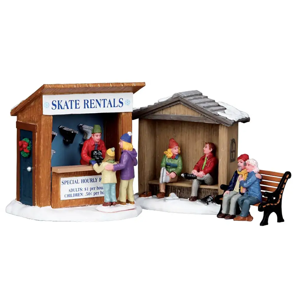 Lemax Skate Rentals 03849 – Set 3 Decorazioni Natalizie in Resina - scene e villaggi