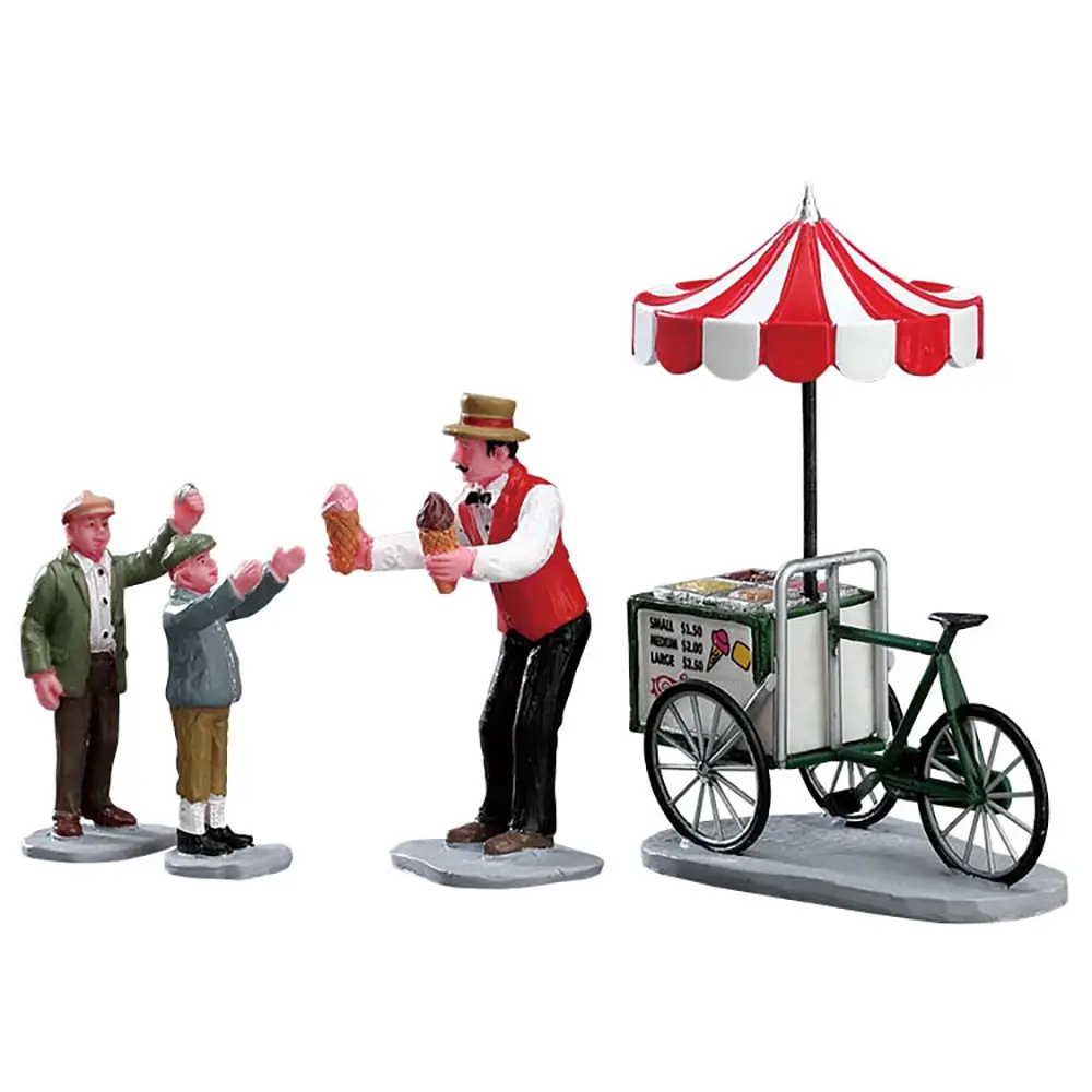 Statuetta “Carretto del Gelato” – Set di 4 Pezzi - scene e villaggi