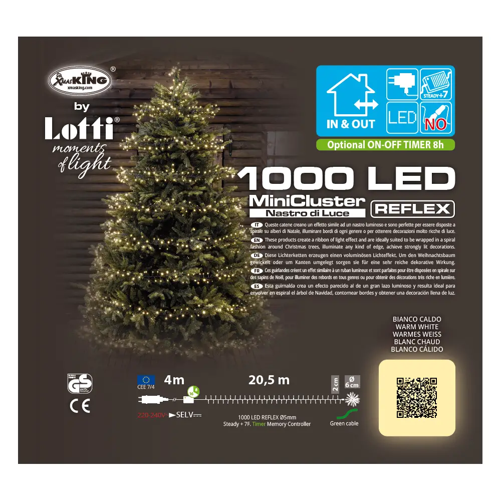 Catena Luminosa MiniCluster 1000 LED Bianco Caldo 20,5 m - luci