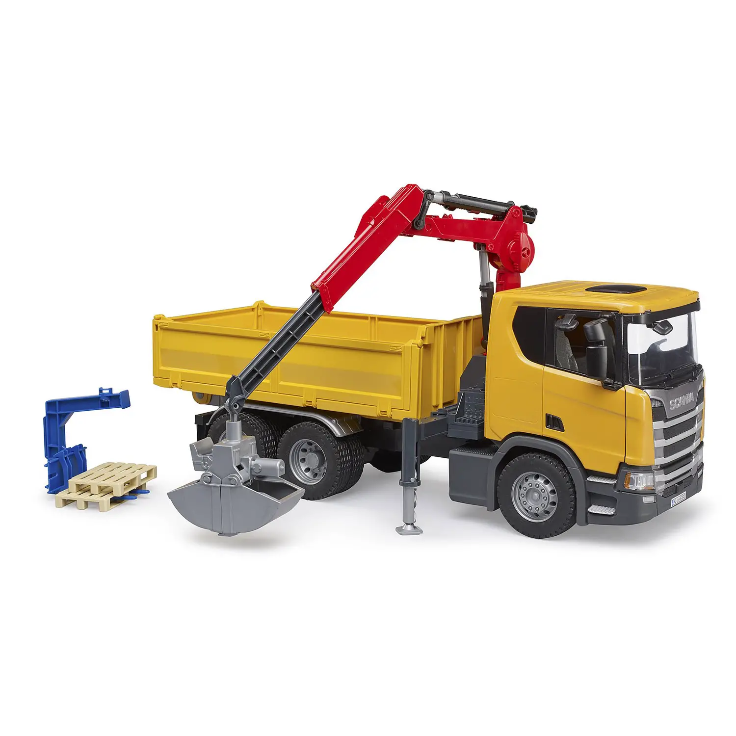 Camion da Cantiere BRUDER Scania Super 560R con Gru e 2 Pallet - modellini