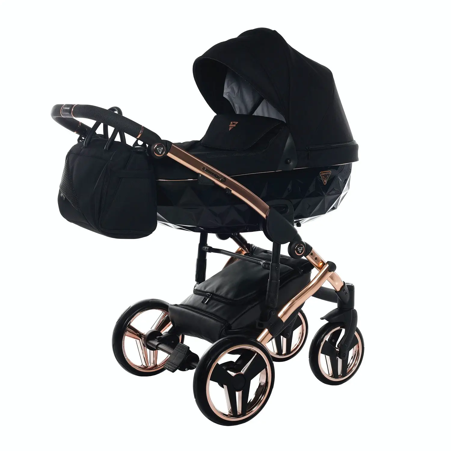 Junama Diamond Individual V2 2 in 1 Tessuto Nero/Nero telaio Oro Rosa - trio e modulari