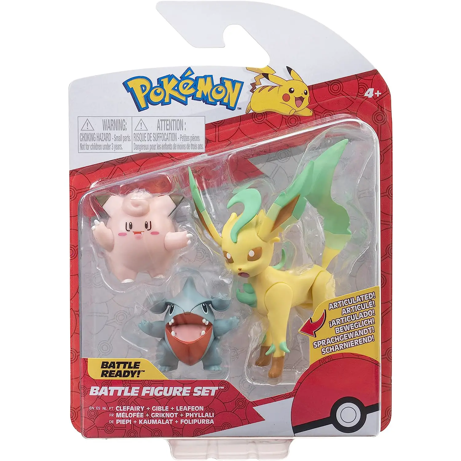 Pokemon Battle Figure Set 3 Personaggi: Clefairy, Gible, Leafeon - action figures ed accessori
