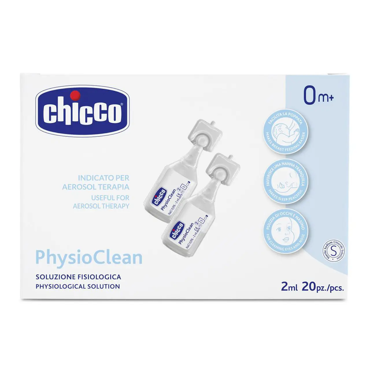 Chicco Physioclean Soluzione Fisiologica, 20 Flaconcini da 2 ml - igiene