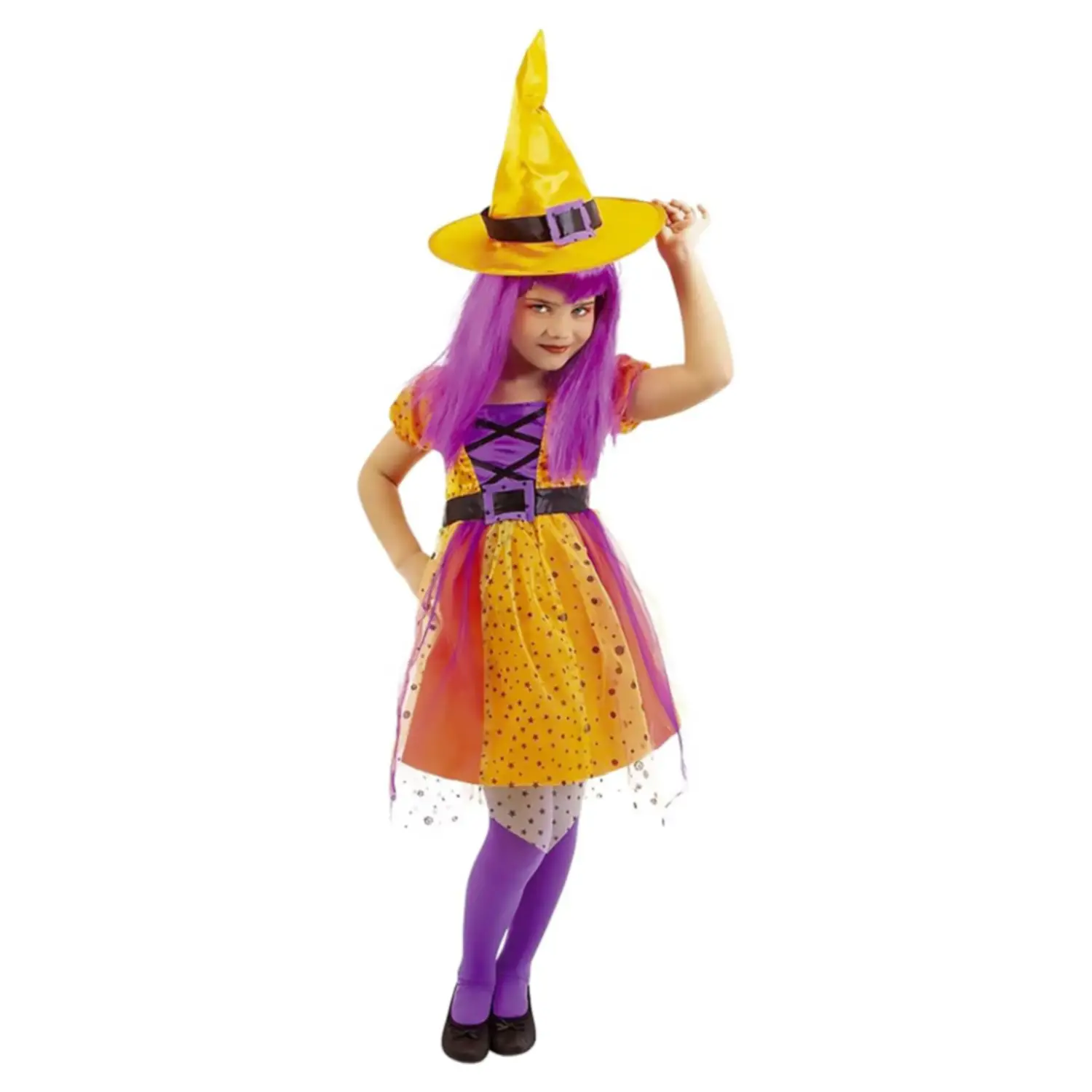 Costume Strega Superstar Arancione per Bambine - Taglia L - 8/10 anni - Abiti halloween