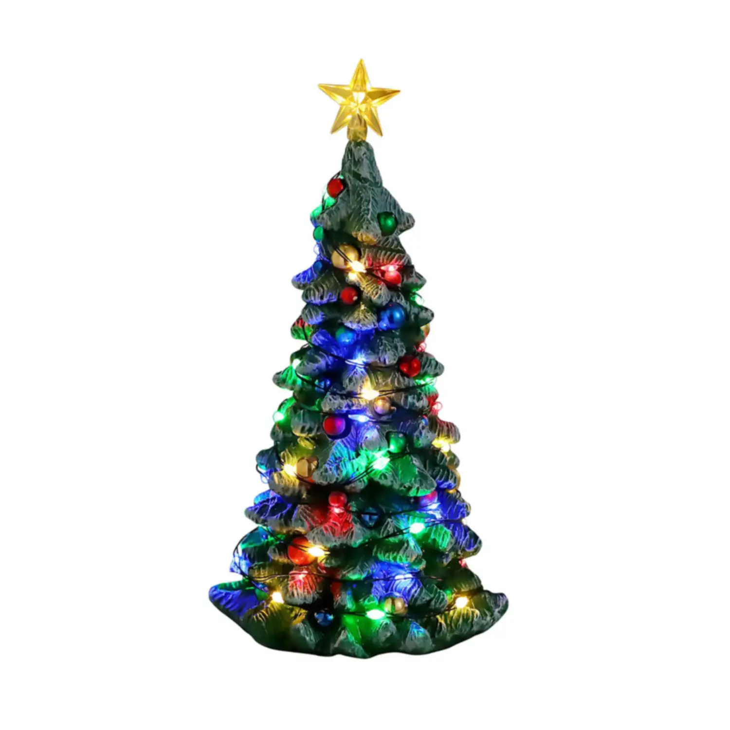 Lemax Snowy Christmas Tree 34102 – Albero di Natale Innevato Luminoso con Decorazioni Colorate - scene e villaggi