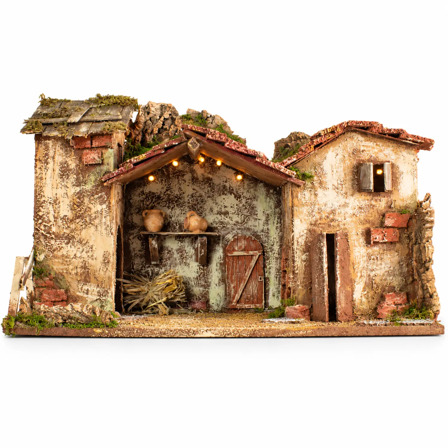 Capanna Presepe con Casolare Illuminata cm 50x26x30 - presepi
