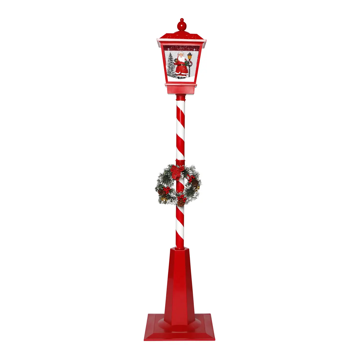 Lanterna Natalizia 180 cm con Babbo Natale, Neve e LED Rosso Bianco TIMSTOR - addobbi casa