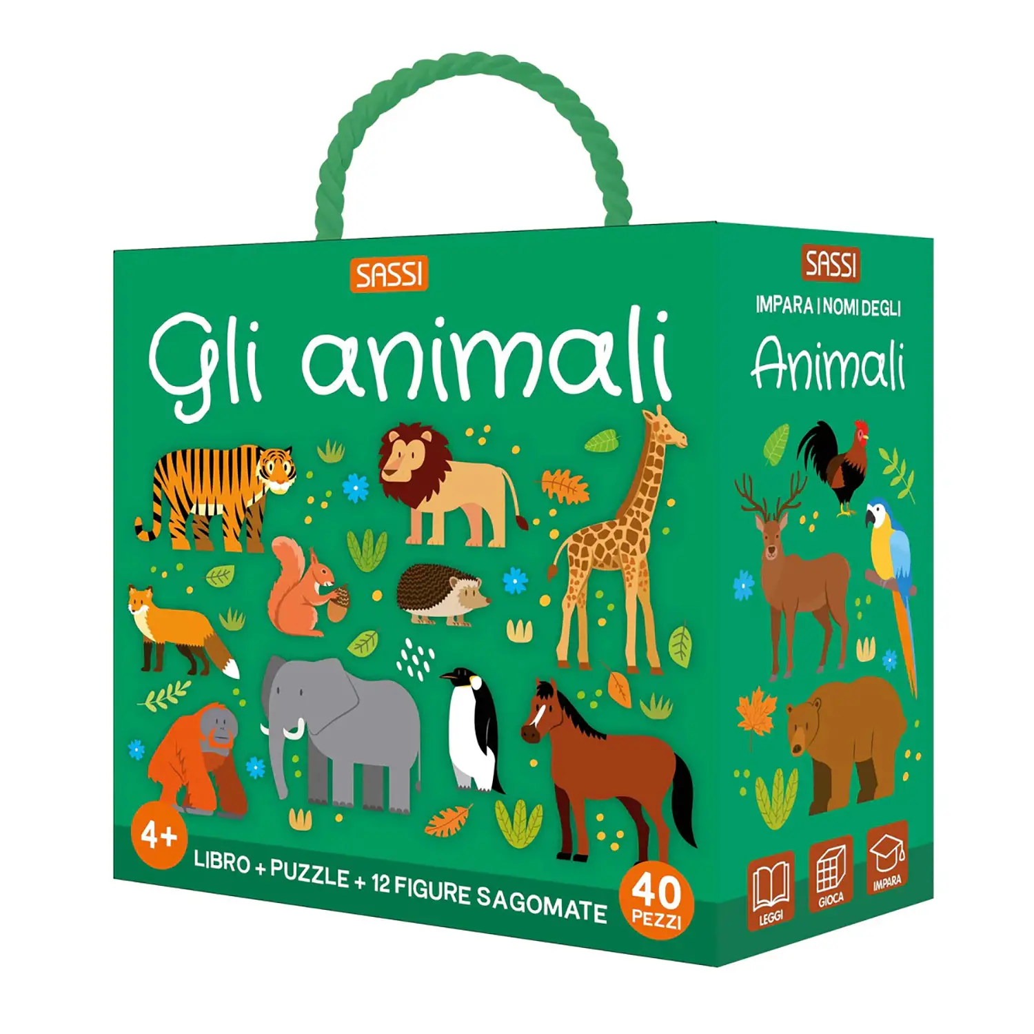 Q-Box Animali Edizione a Colori con Puzzle | Sassi Junior - Prima biblioteca