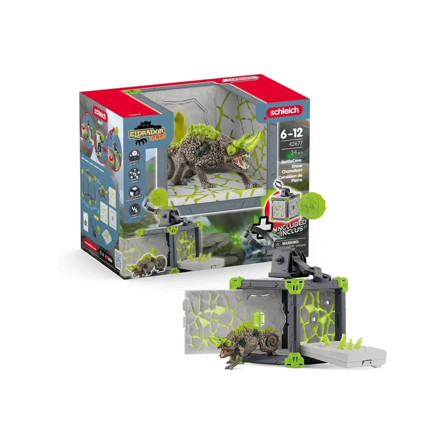 Schleich Eldrador Creatures BattleCave Camaleonte di Pietra - Animali