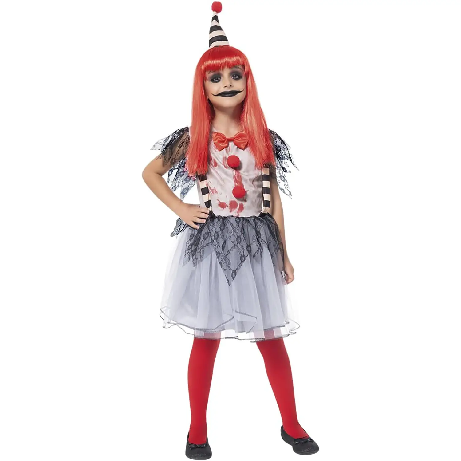Costume Clown Insanguinato per Bambine - Taglia M - 9/10 Anni - Abiti halloween