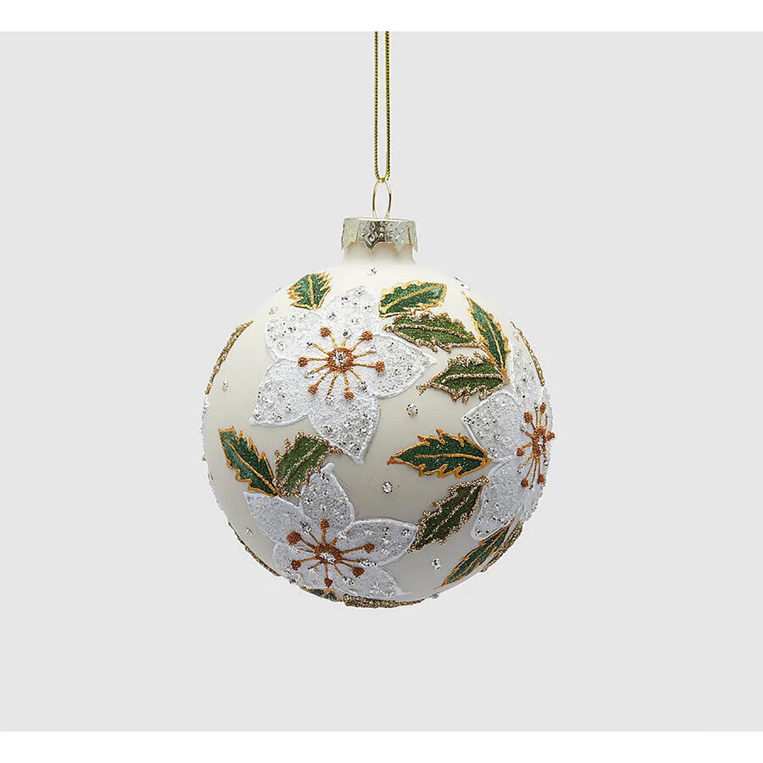 Addobbo Palla Con Fiore D. 8 Cm - addobbi albero